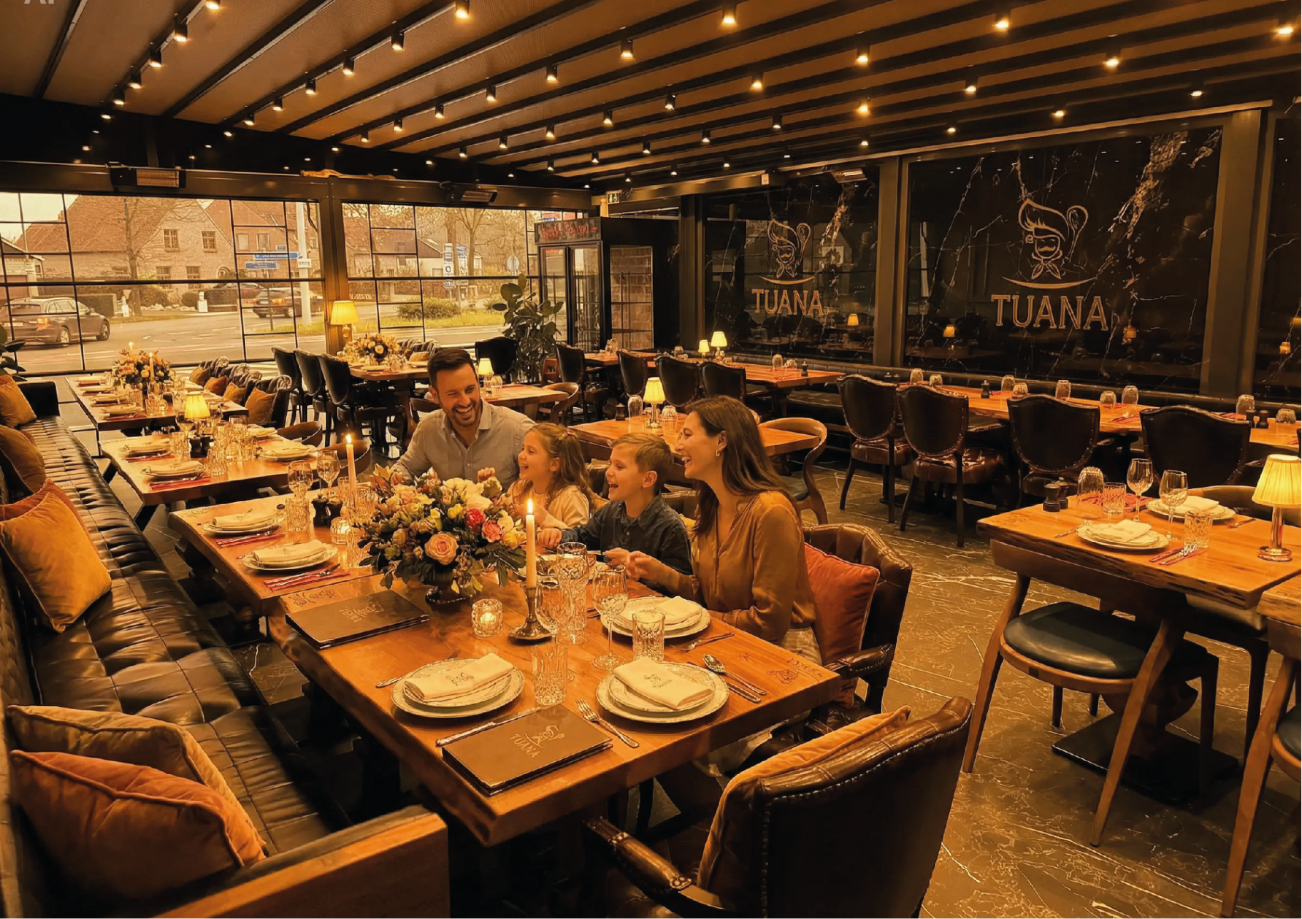 Sfeervol interieur van Tuana Restaurant